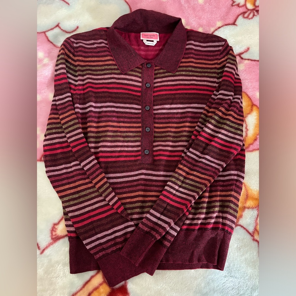 Kate Spade Metallic Stripe Polo sweater